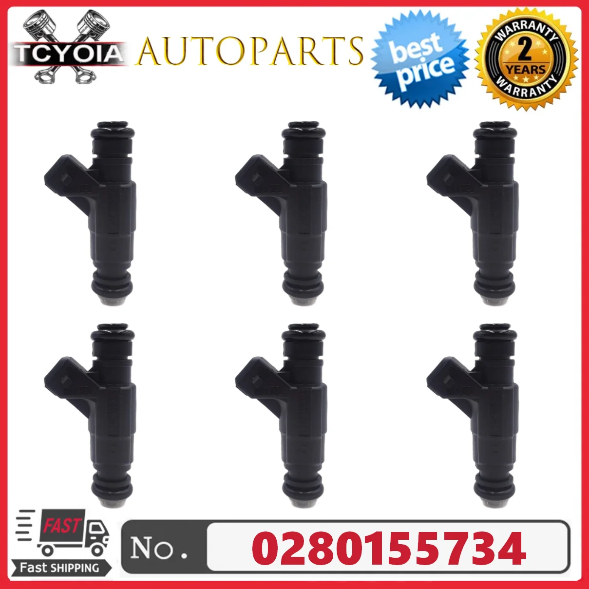 

6pcs/lot Fuel Injector 0280155734 97JF-BA For Ford Explorer Mercury Mountaineer 4.0L V6 1997-1998
