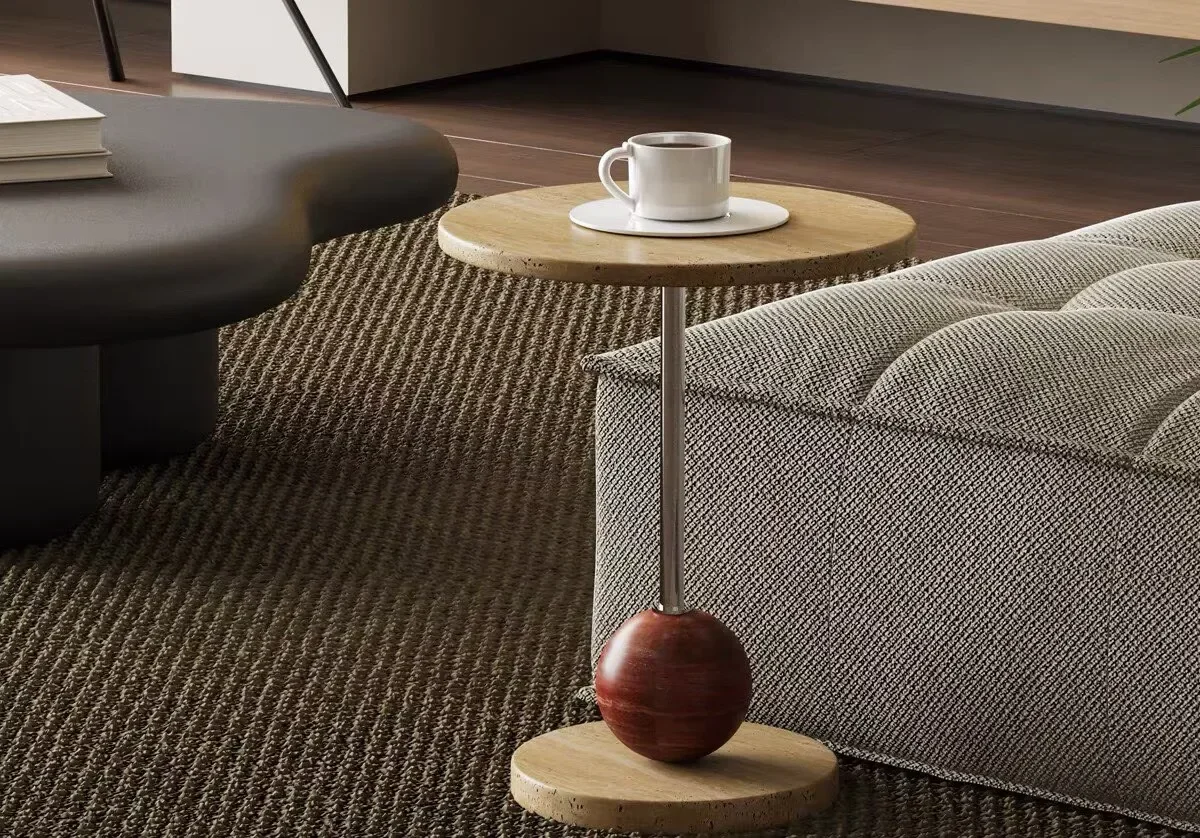 *z# Furniture Creative Small Round Stone Side Tables Luxury Living Room Art Tea Table Office Coffee Tables Housewarming Gifts