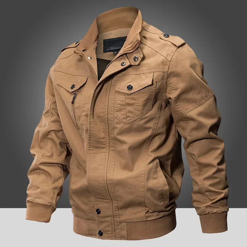 

Men Spring Autumn Coat Motorcycle Military Bomber Jacket motor Casual Multi-pocket Pilot Jackets Male Army Cargo Flight Mens