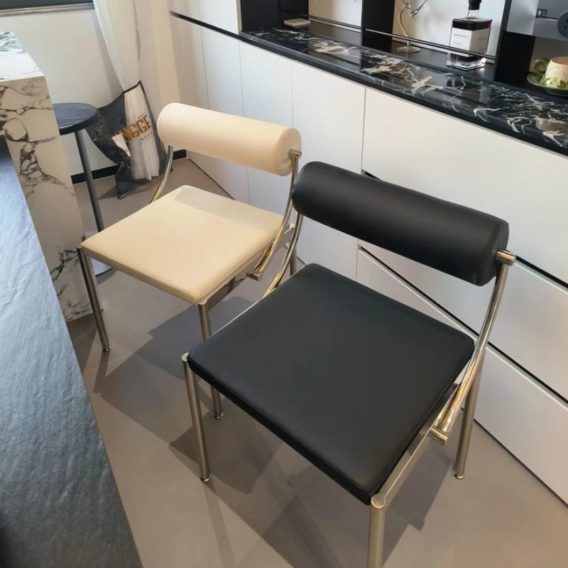 

Винтажный дизайнерский обеденный стул с каркасом из нержавеющей стали, сиденье для кабинета, туалетный столик для спальни, табурет для макияжа, домашние кухонные стулья