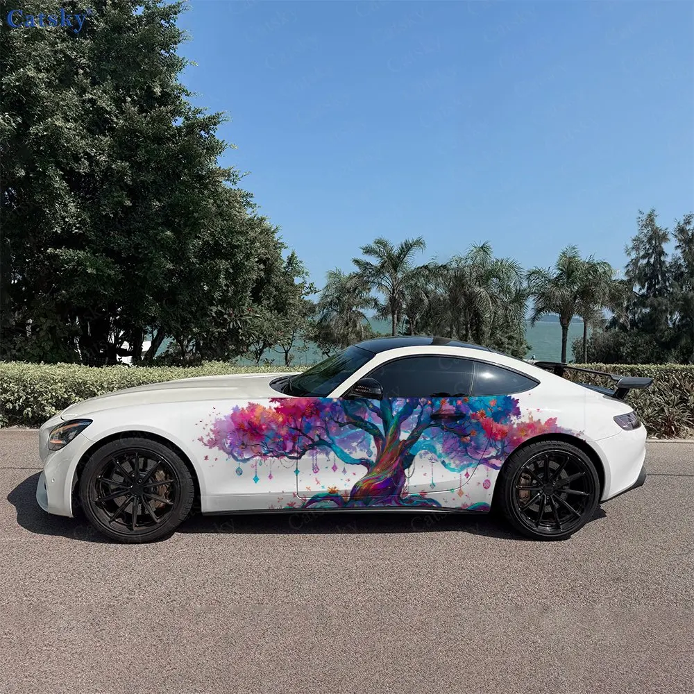 

Радужные градиентные наклейки на боковые части автомобиля, самоклеящиеся, из ПВХ, водонепроницаемые и устойчивые к царапинам, аксессуар для автомобиля, подарок