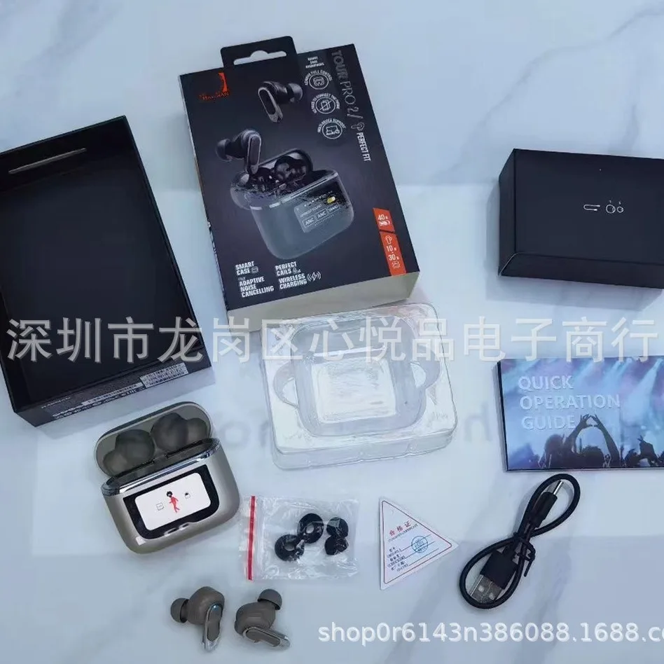 Nuovo TOUR PRO2 Auricolari Bluetooth touchscreen digitale ANC Sport Riduzione del rumore V8 Auricolari in standby ultra lungo