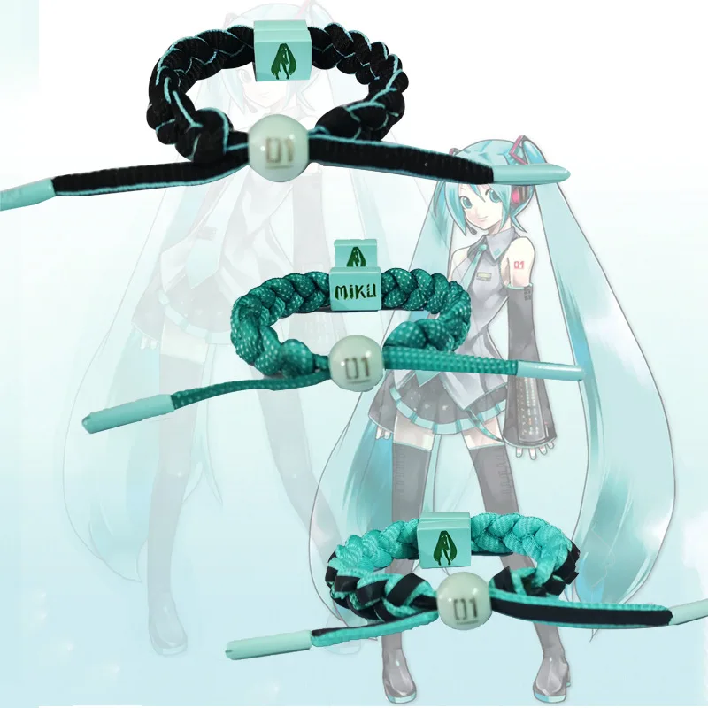 3 style nowe Anime Hatsune Miku figura kawaii odbicie regulowane ręcznie robiona bransoletka tkane pasek na rękę zabawki modele prezenty