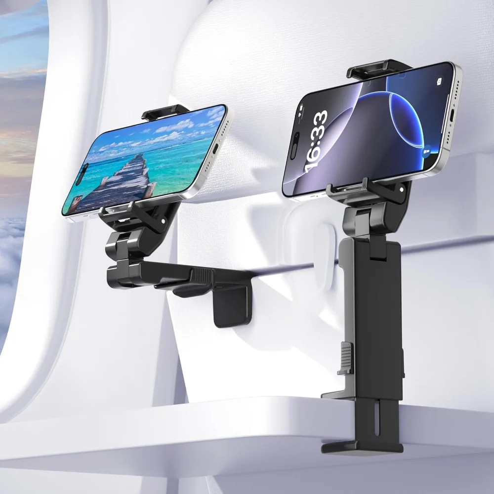 

Universal Airplane Phone Holder Mount Silent Version Handsfree Travel Tray Table 360 Adjustable Flight Stand