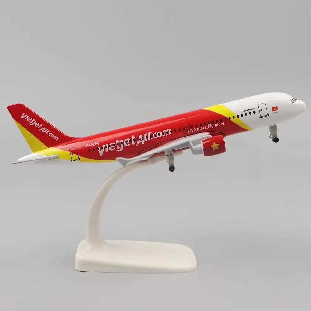 

20cm Vietjet A320 Metal Plane Metal Toy 1:400 Scale Replica Alloy Airplane Model Toy With Landing Gear Collection Plane Gift