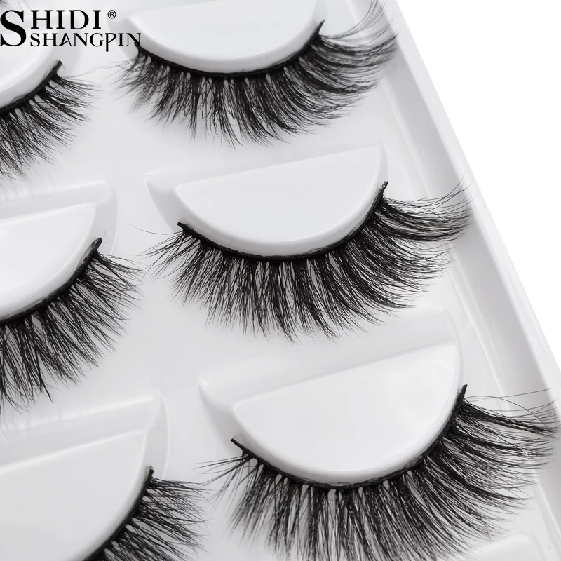 Shidishangpin 5 Paar Nertsenwimpers Natrual Lange 3d Nerts Wimpers Pluizige Dramatische Valse Wimper Zachte Nepcils Make-Up Nepwimpers