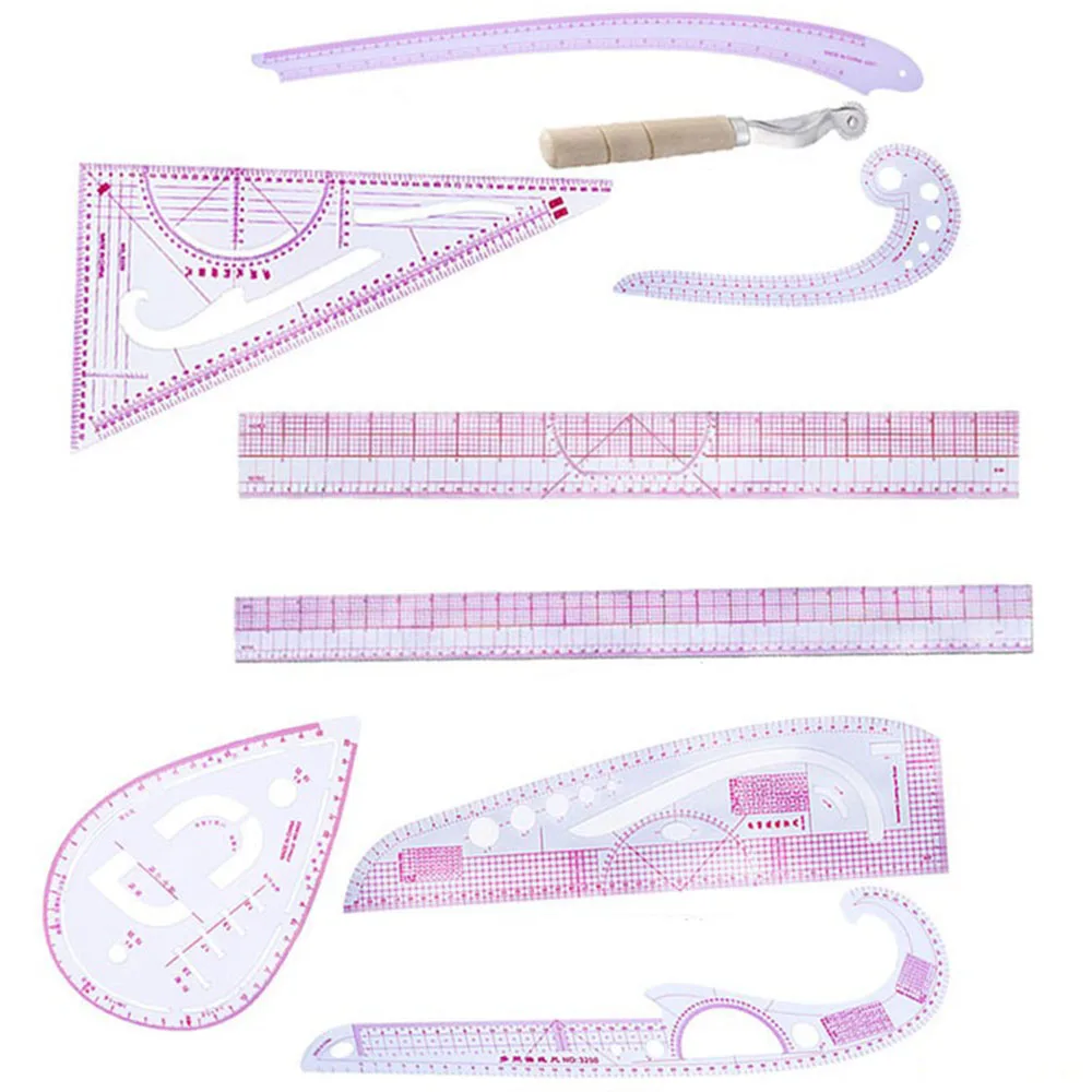 

6/8/9PCS Curve Pattern Ruler Cutting Ruler Sleeve Ruler PVC Ruler Combination Drawing Template DIY Sewing Accessories Tool Kit