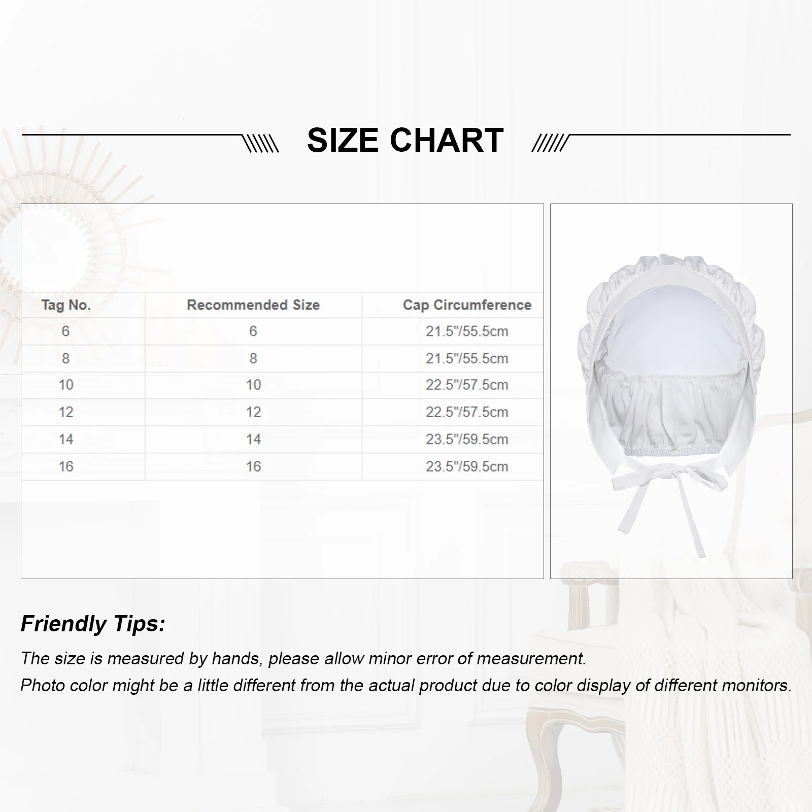 

White Bonnet Hat Headdress for Girls Pilgrim Hat Maid Cosplay Accessory Vintage Maid Masquerade Halloween Cosplay Party