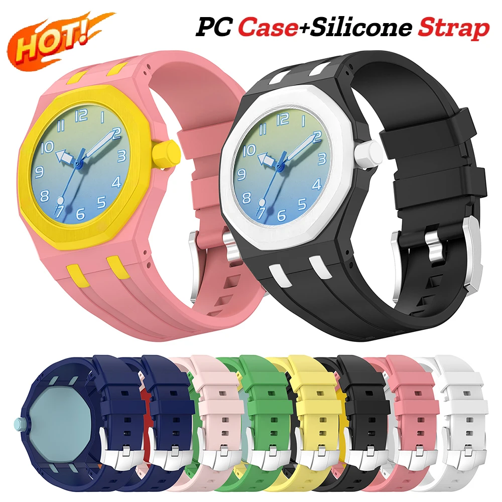 2-in-1 PC Case+Silicone Strap for Swatch X AP Royal Pop Pocket Watch Change To Wristwatch Integrated Modification Accessories