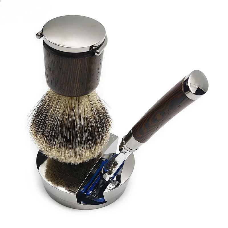 Роскошный подарочный набор для бритья, 1 шт., набор для бритья с деревянной ручкой, лезвие, бритва, набор для ухода за бородой