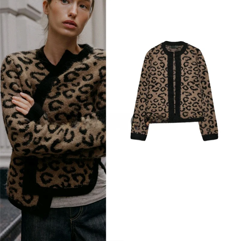 

Winter New Women's Lazy Sle Long Sve round Ne Animal Pattern Knitted Open Cardigan Outerwear Casual Faion Polyester ...