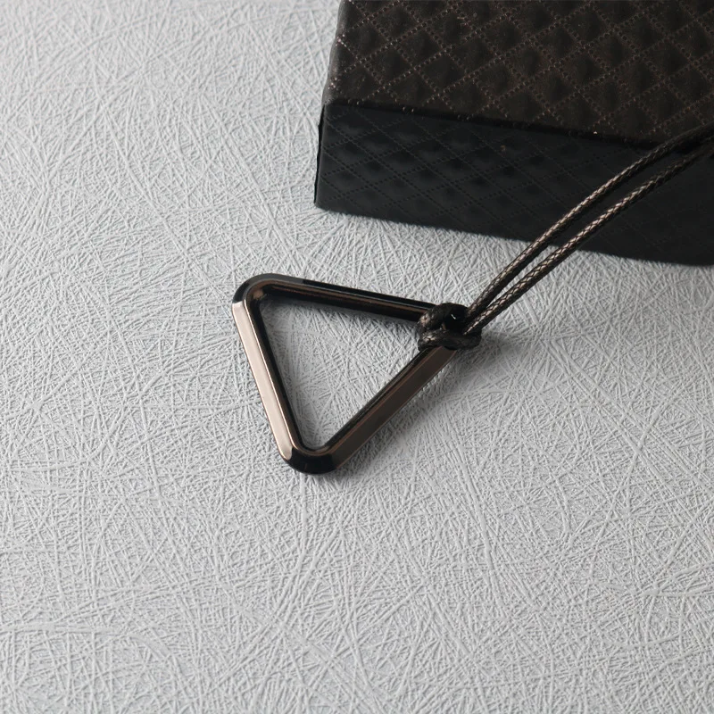 Transformation Pull Ring Necklace Triangle Transformation Pendant Cos Metal Black Long Necklace Triangle Pendant
