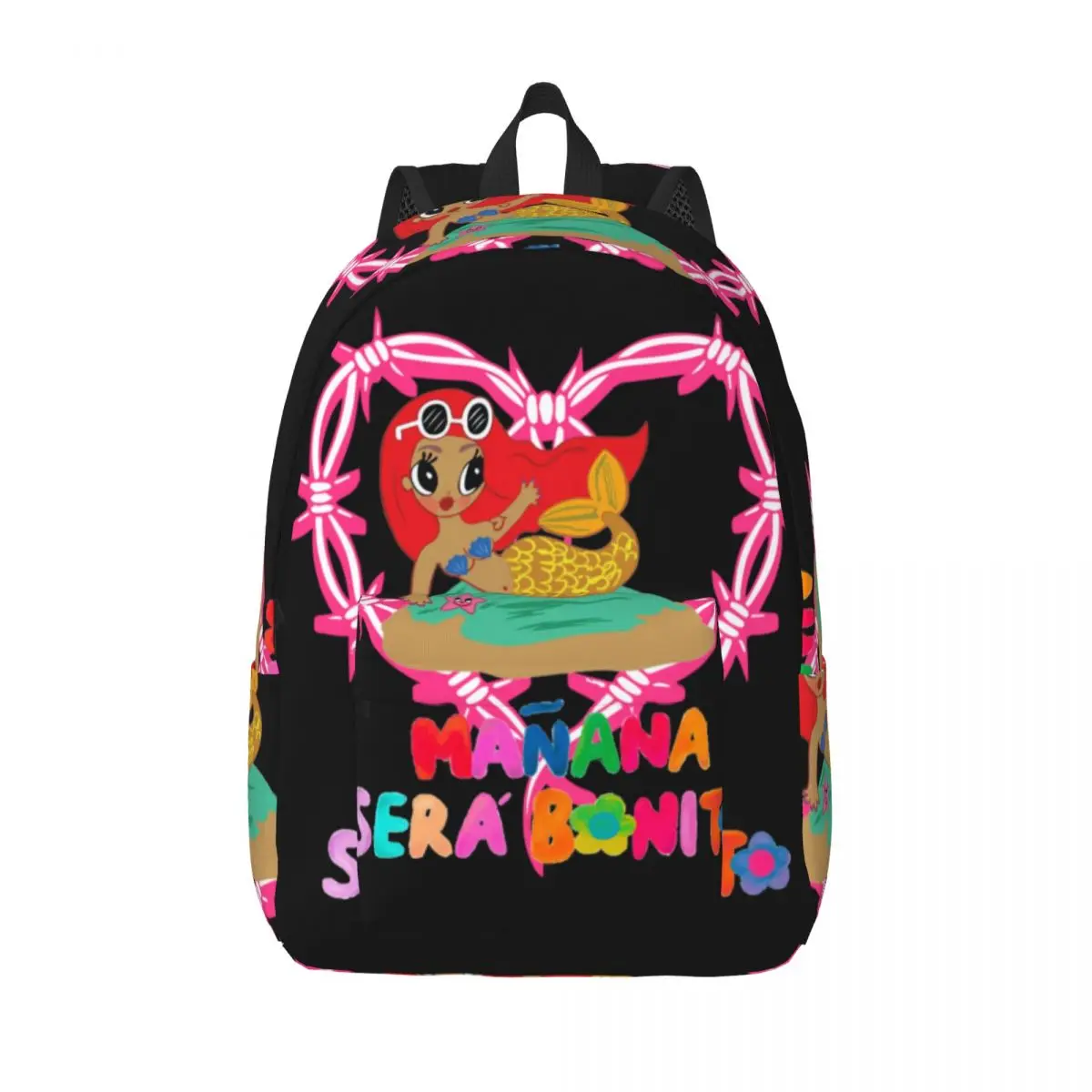 Karol G Sirenita Backpack Girl 2023 Heart Cartoon Print Backpacks Polyester Casual School Bags Cycling Custom Rucksack