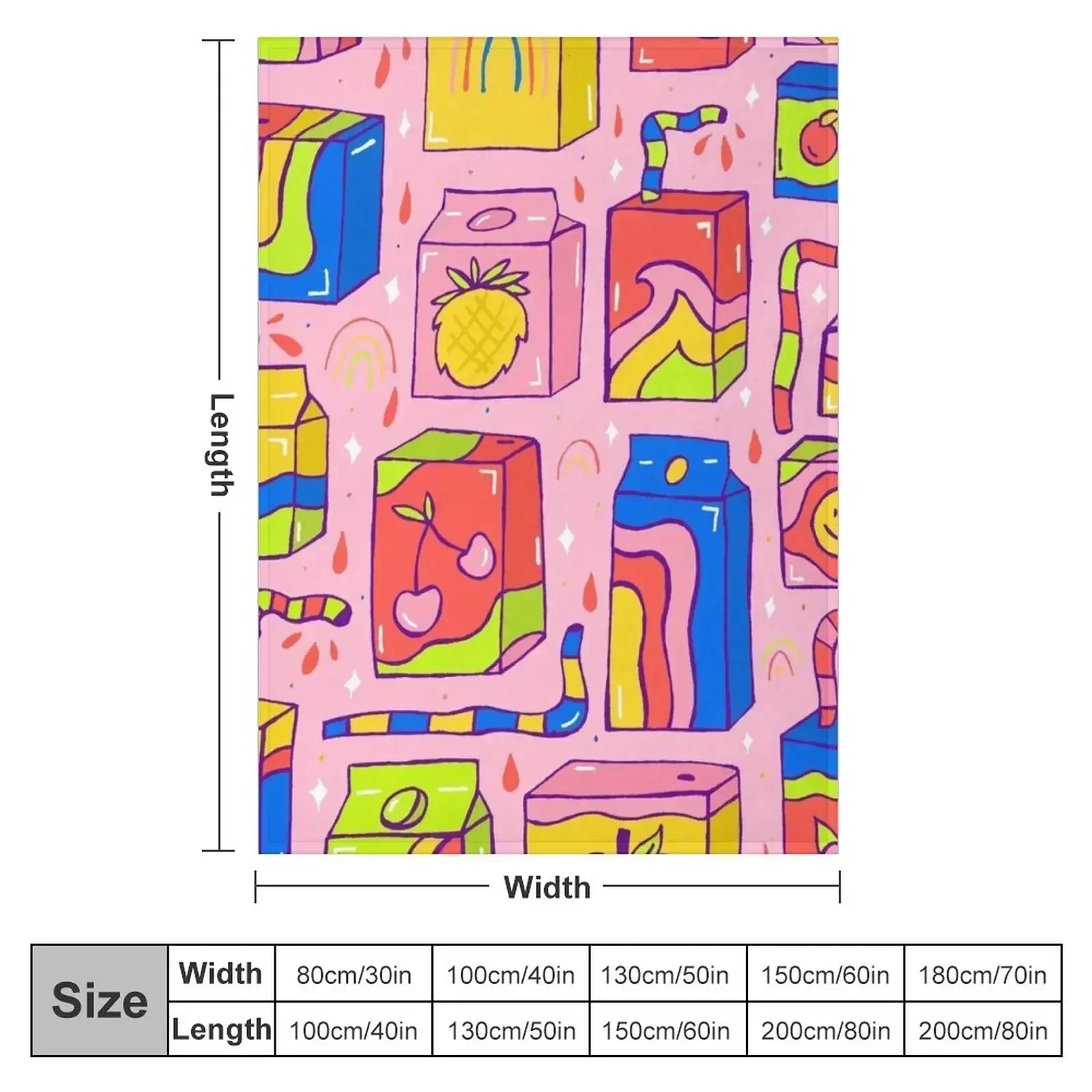Juice Box Print Throw Blanket Flannel Vintage Furry Loose Blankets