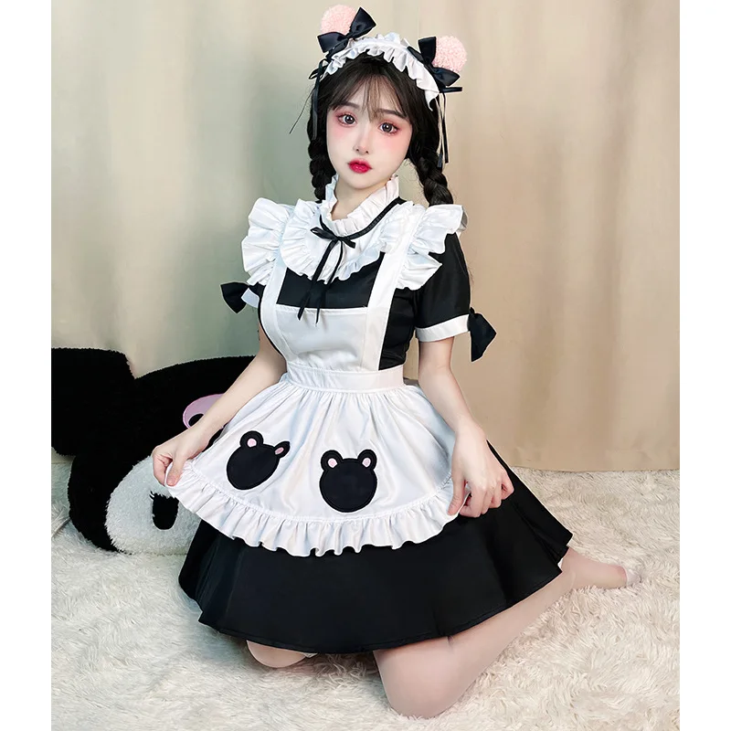 Lolita Menina Anime Cosplay Trajes Gato Bonito Urso Mulheres Linda Empregada Garçonete Halloween Vestido de Festa Japonês Café Avental Outfits