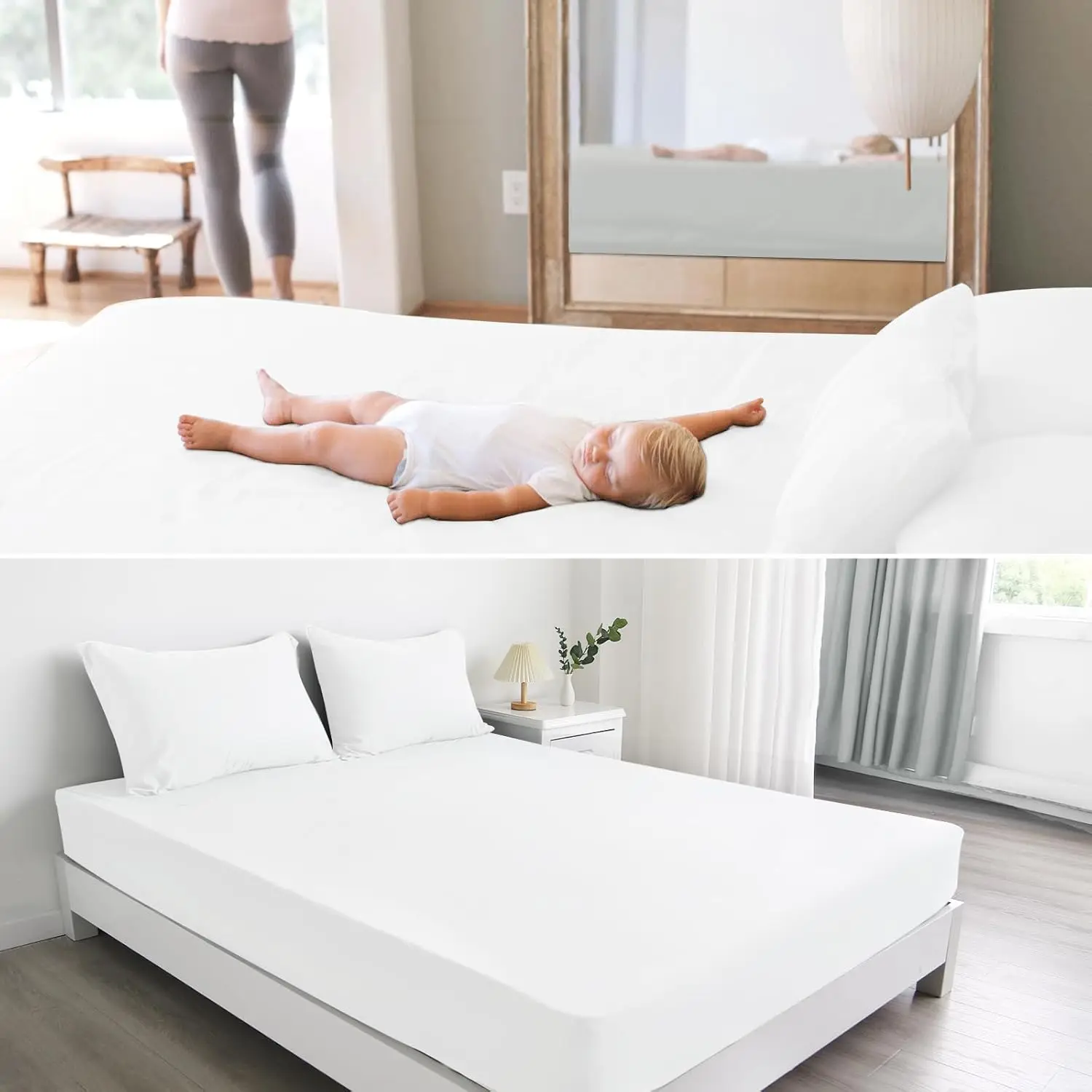 

Супермягкая простыня на резинке для односпальной кровати с глубоким карманом для матраса 14 дюймов, охлаждающий трикотаж, не мнется и не оставляет пятен