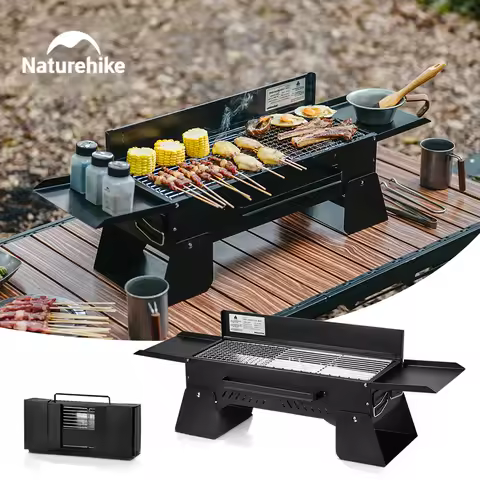 Naturehike 2025 New Camping Grill Widen Easy Clean Bbq Cookingware Side Hanging Outdoor 2-5 Person Kitchen Picnic Barbecue Grill