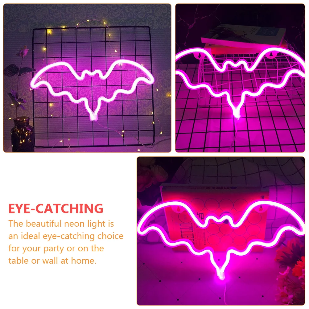 

Halloween Bat Shaped Led Neon Light Decorative Sign Creative Atmosphere Lamp Powered Durable Premium Plastic Shell