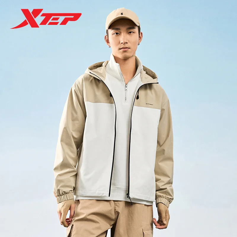 Xtep Jacket Coat For Men And Women 2024 Spring Wind Proof Quick-Drying Unisex Coat Hooded Couples Outdoor Tops 876127150128