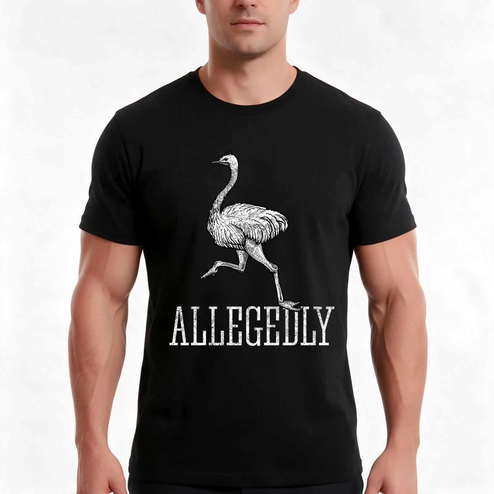 Vintage Allegedly Ostrich Retro T-Shirt Summer Casual Cotton Tee Oversized Streetwear Tops Vintage Graphic Print 100% Cotton