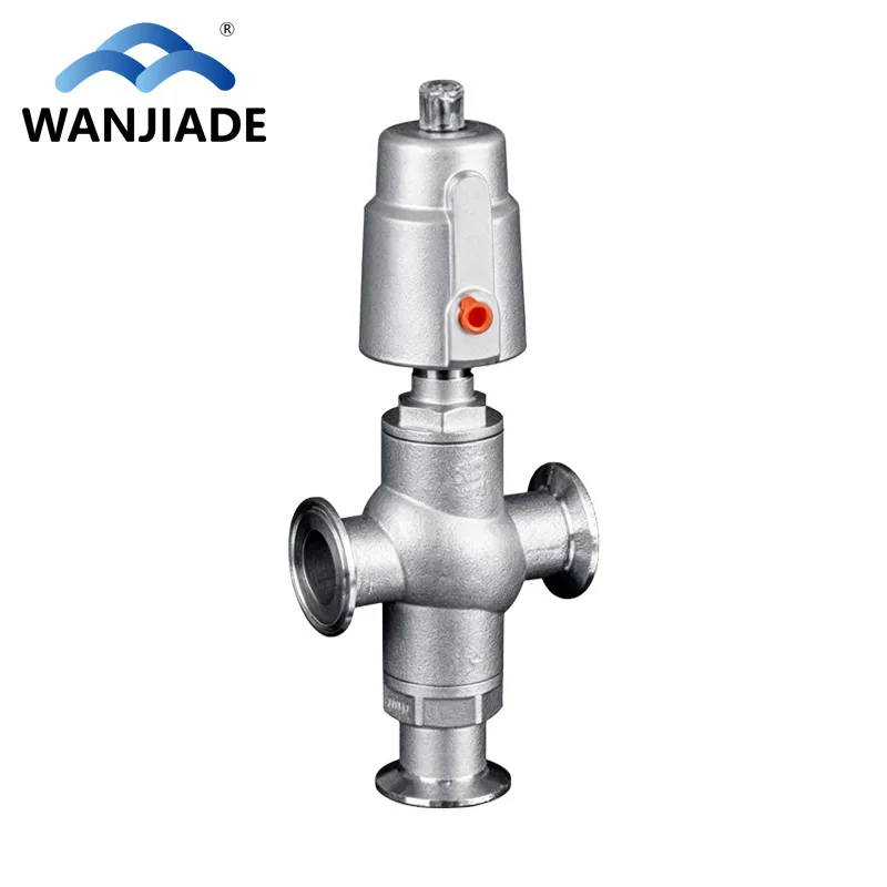 Stainless Steel 304 Tri-clamp Three Way Angle Seat Valve Pneumatic Valve Stainless Steel Control Head
