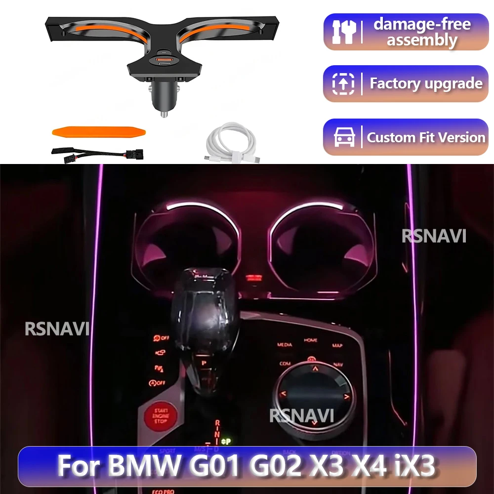 Für BMW X3 X4 iX3 G01 G02 X3 X4 11-Farbige Getränkehalter-Beleuchtung Auto-Wasserbecher-Lampe Innenraum-Präzisionspassform Dekoration Plug & Play