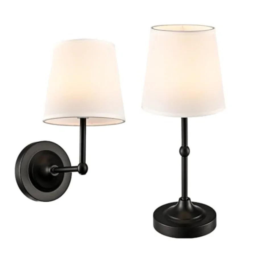 

Battery Operated Table Lamp Wall Sconce Set of 2, 2-in-1 Rechargeable Desk Lamp Wall Lights with Magnetic Dimmable LED Bulbs an