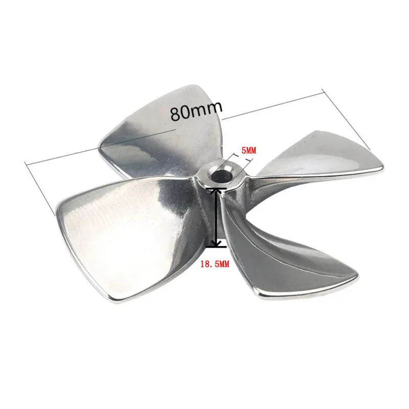 4-Blade 316 Stainless Steel Marine Propeller 80mm Diameter 1.2mm Pitch with Optional 5mm/6mm Bore for Enhanced Performance