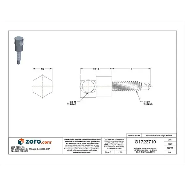 Hangermate Horizontal Rod Hanger, Steel, 1/4