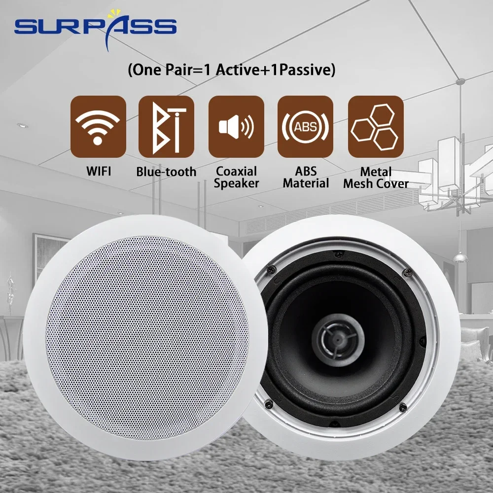 

6inch 30W 2pcs WiFi Bluetooth Ceiling Speaker System Built in Class D Digital Amplifier Home Audio System for Theater Speakers