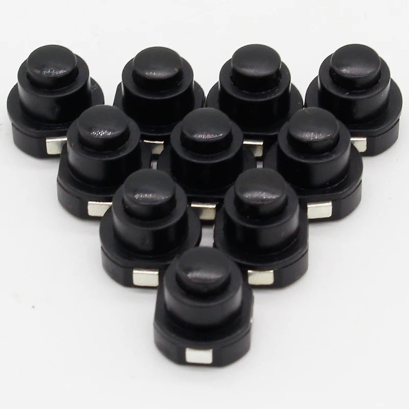 10PCS a lot Flashlight Torch Part Round Push Button Switch Black DC 30V 1A 10mm x 10mm (D*H)