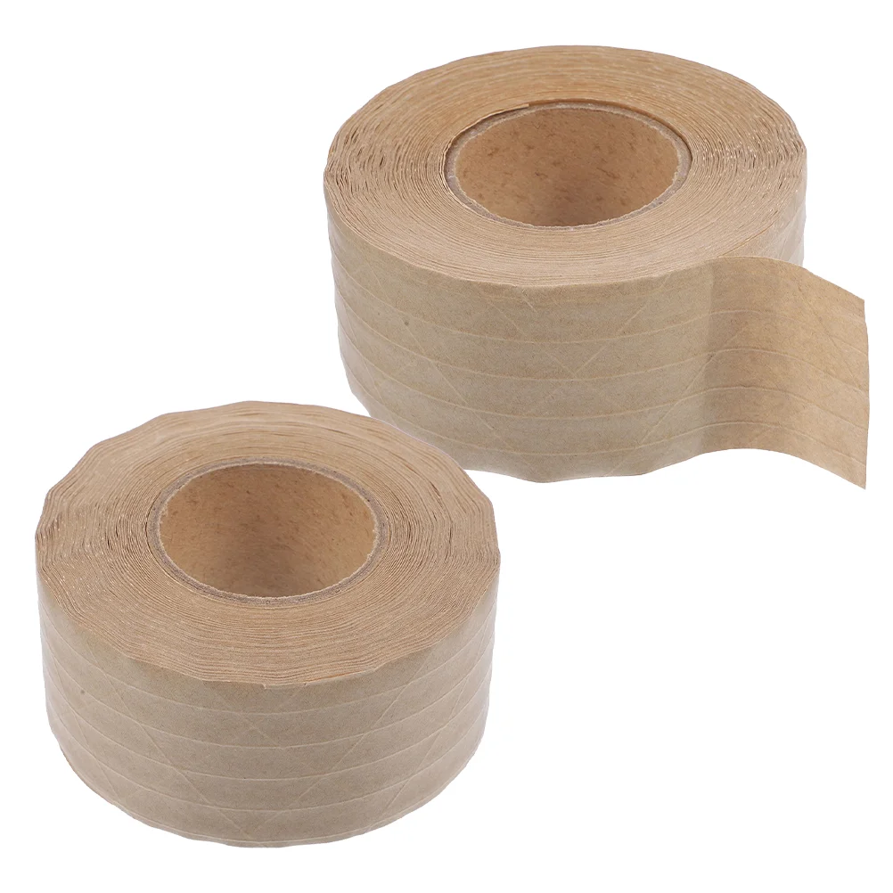 2 Rolls Kraft Paper Tape Carton Package Water Activated Sealing Writable Packaging Packing Active