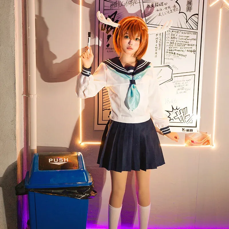 

AIAI 2025Anime My Deer Friend Nokotan Noko Shikanoko Cosplay Costume Wig Dress School Uniform JK Sailor Skirt Headwear Halloween
