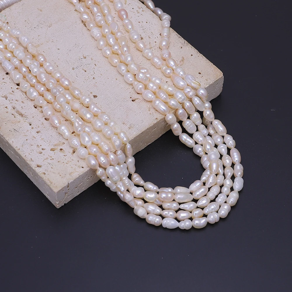 Esiyni AA Natural Freshwater Pearls Fashion Rice Grain Thread Loose Beads DIY Jewelry Necklace Bracelet Make Beads Holiday Gifts