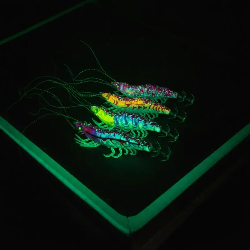 Leuchtender Tintenfisch-Jig, Simulations-Garnelenköder, scharfer Widerhaken, universelles Angelzubehör für alle Wasserschichten zum Meeresangeln – Detail 3