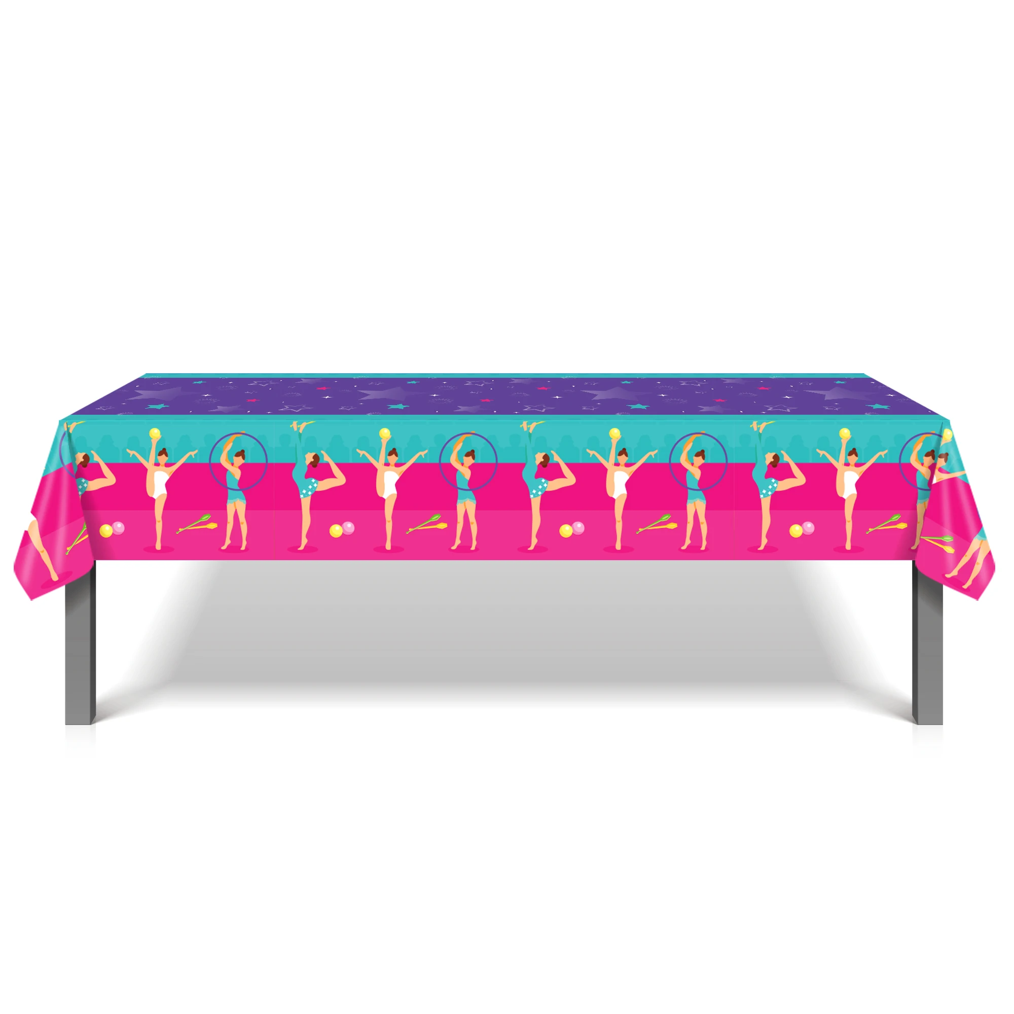 Mantel desechable de gimnasia rítmica para mujer, decoración de cumpleaños, tapete de Camping, cubierta de mesa, suministros para fiesta de Baby Shower, 130x220cm