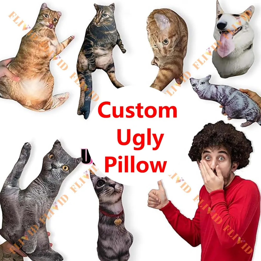 

Custom Pet Ugly Pillow,Customized 3D Animal Cat Dog Pillows,Personalized Cushion,Pet Loss Memorial Birthday Gift,Pet Lover Gifts