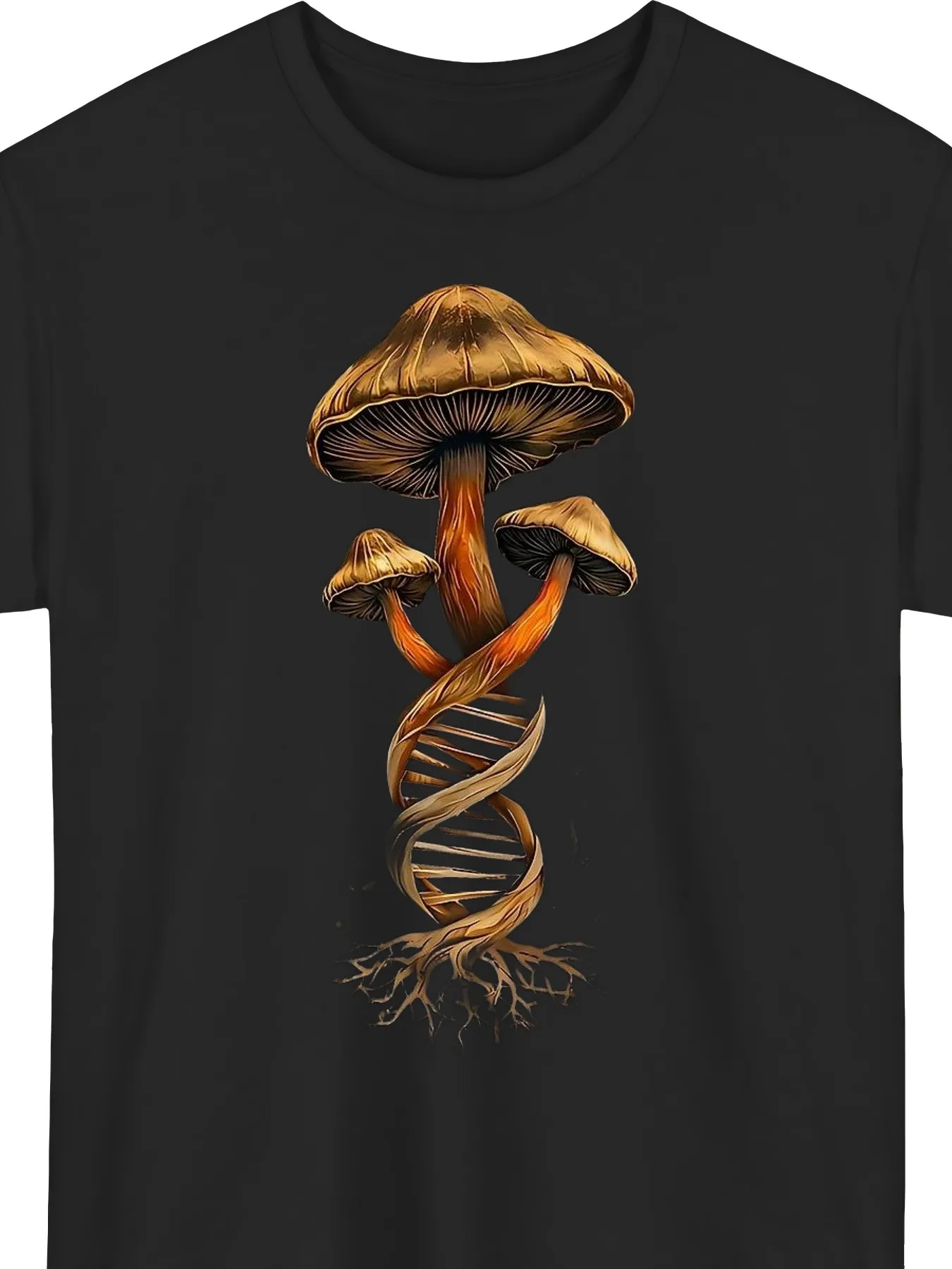 Men'S Mushroom & DNA Helix T-Shirt 100% Cotton T-Shirt for Men |   Comfortable Round Neck Tee with Vibrant Orange & Brown Design, Perfect for Father'S Day Gift or Casual Wear, Artistic Graphic Tee, All-season Casual Wear