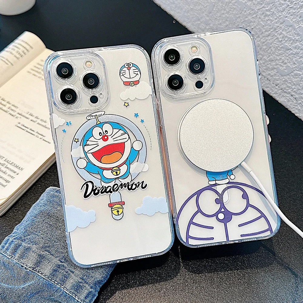 Cute Cartoon D-Doraemon Magsafe Magnetic Phone Case for Samsung Galaxy S24 S23 S22 S21 S20 FE Plus Ultra 5G Soft Clear Tpu Cover