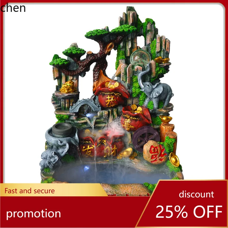 DSA Flowing Water Fountain Ornament Fish Tank Practical Lucky Bag Elephant Resin Gift Rockery Craft Manufacturer
