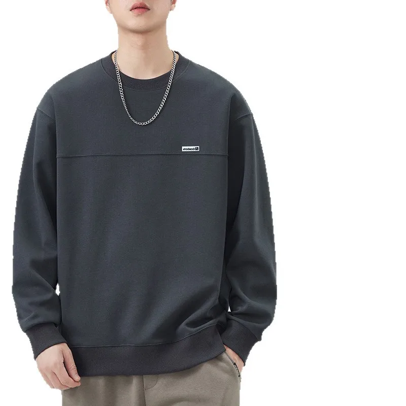 【Mirrordust】Long Sleeve Round Neck Heavyweight Sweatshirt Spring and Autumn Split Design Casual2025New Loose Pullover Top