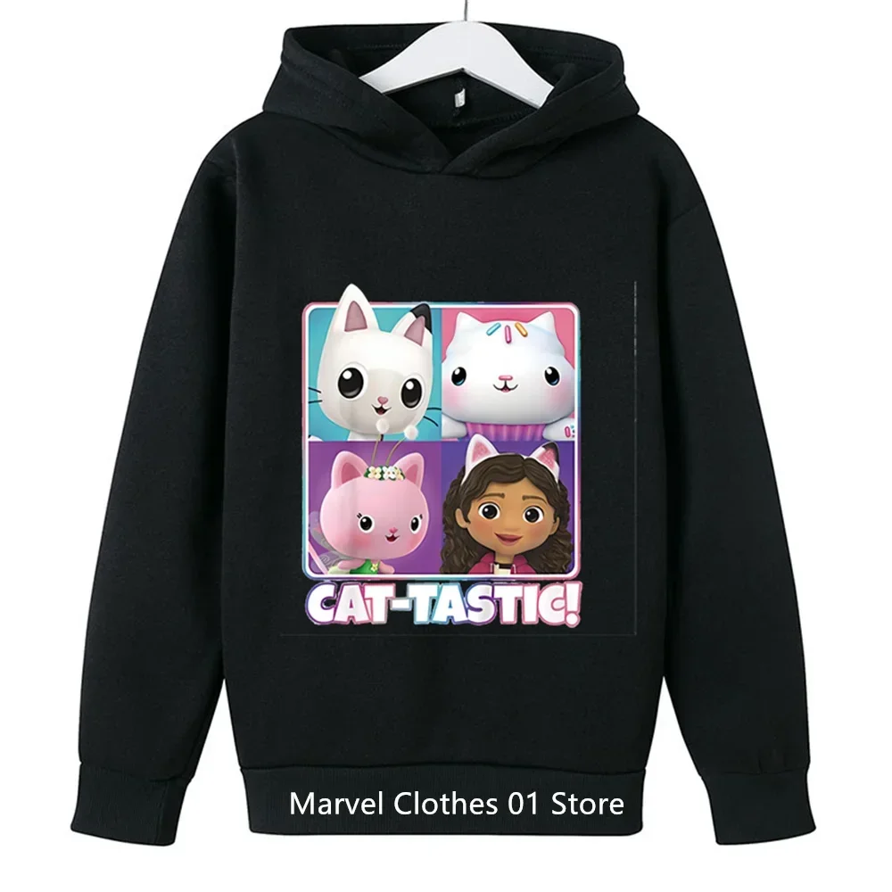 2024 Spring Autumn Gabbys Doll House Hoodie Kids Long Sleeve Coats Boys Cartoon Gabbys Cats Sweatshirt Girls Casual Clothes