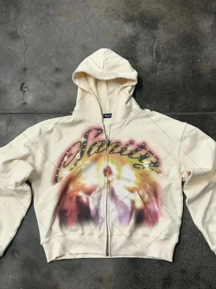 American Retro Autumn And Winter High Street Design Hooded Cardigans Men And Women Harajuku Aesthetics Hooded Sweatshirt Jackets