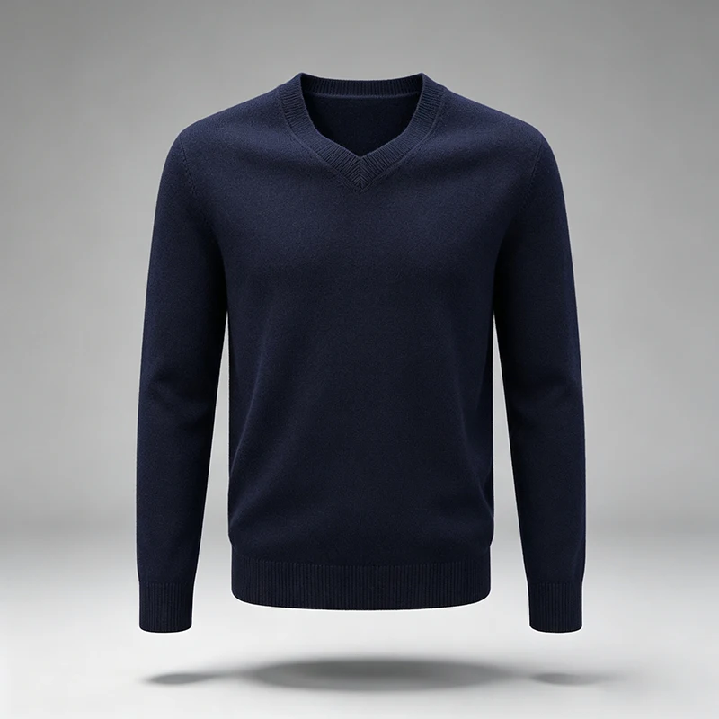 Herren V-Ausschnitt Strickpullover, einfarbig, langärmelig, Slim Fit, weich, warm, Strickoberteil, Basic, lässig, für den Alltag, Büro, Herrenpullover – Detail 5