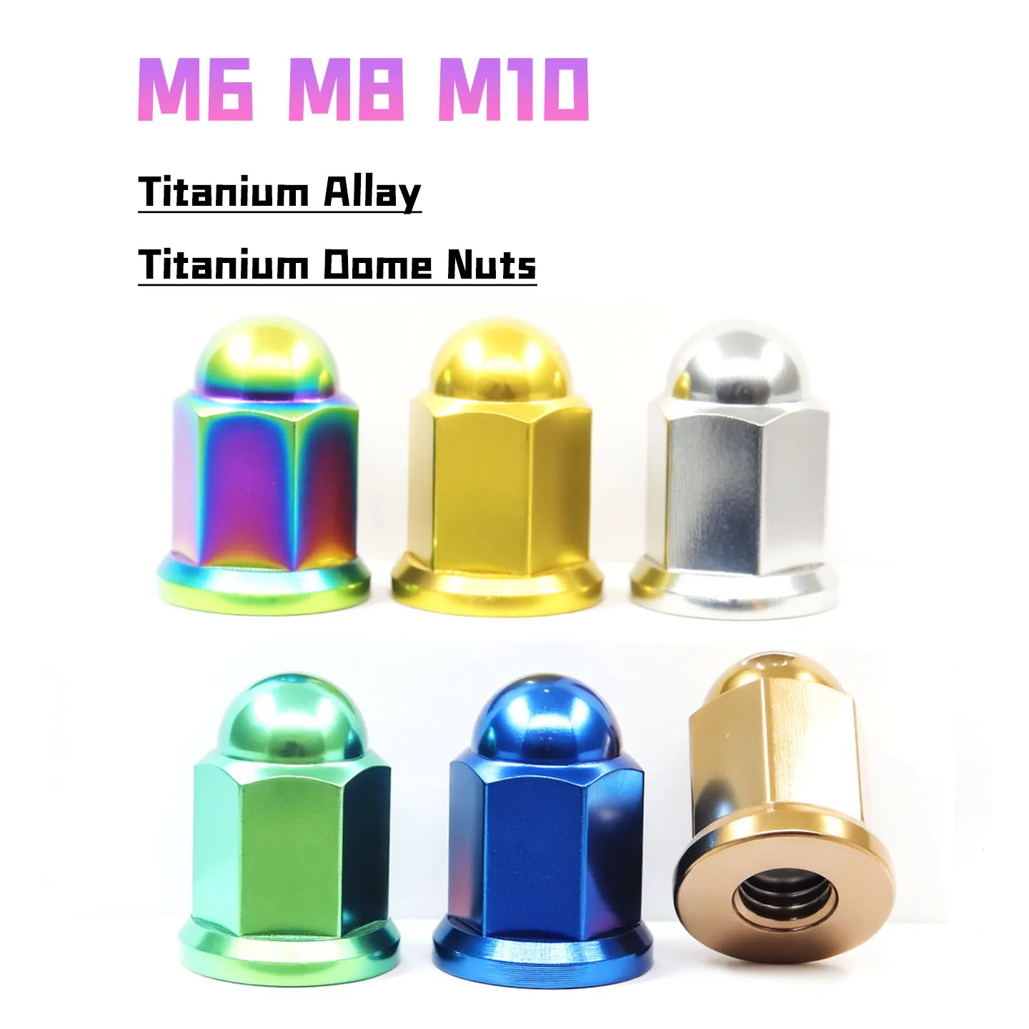 1Pcs/Lot TC4/GR5 Titanium Alloy Dome Nut Cover Hex Cap Nuts M6 M8 M10 for Motorcycle Screw Protection Accessory