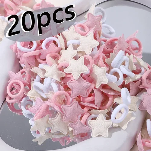 Imagen 1 del producto 20 unids/set Love Star niños lazo para el cabello bebé No daña toalla para el cabello bucle cuerda para el cabello cola de caballo de dibujos animados trenza banda de goma sombreros para niños