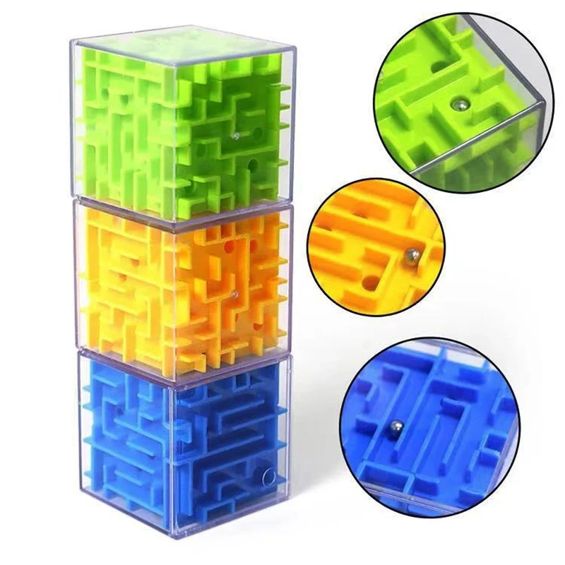 

8x8cm 3D Magic Maze Toy Transparent Six-sided Puzzle Speed Cube Rolling Ball Magic Cubes Maze For Kids Early Educational Games