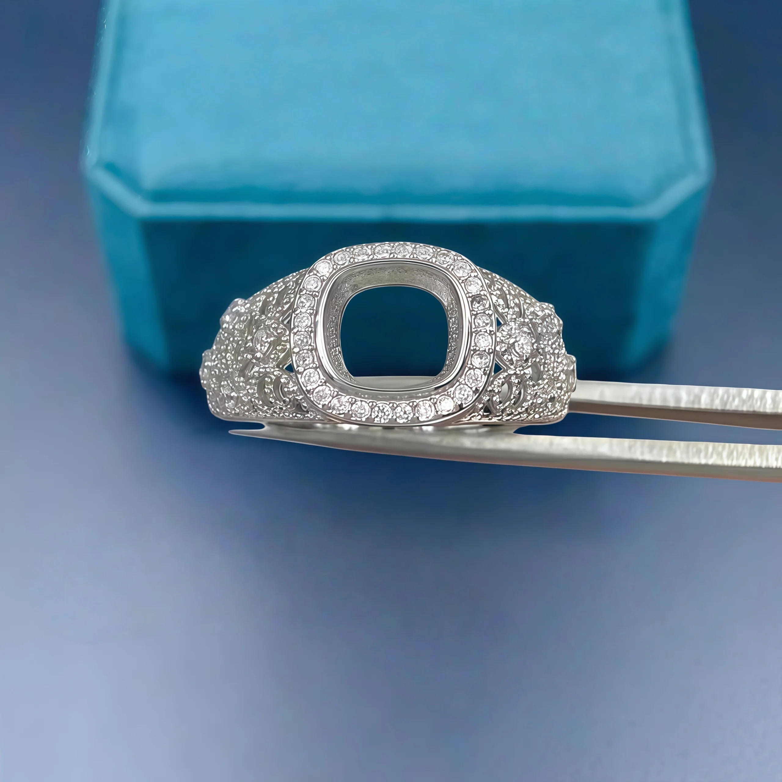 

Fashion DIY Ring Empty Holder S925 Sterling Silver Setting 5/6/7mm Square Stone Fine Design Charm Weddings Jewelry for Woman