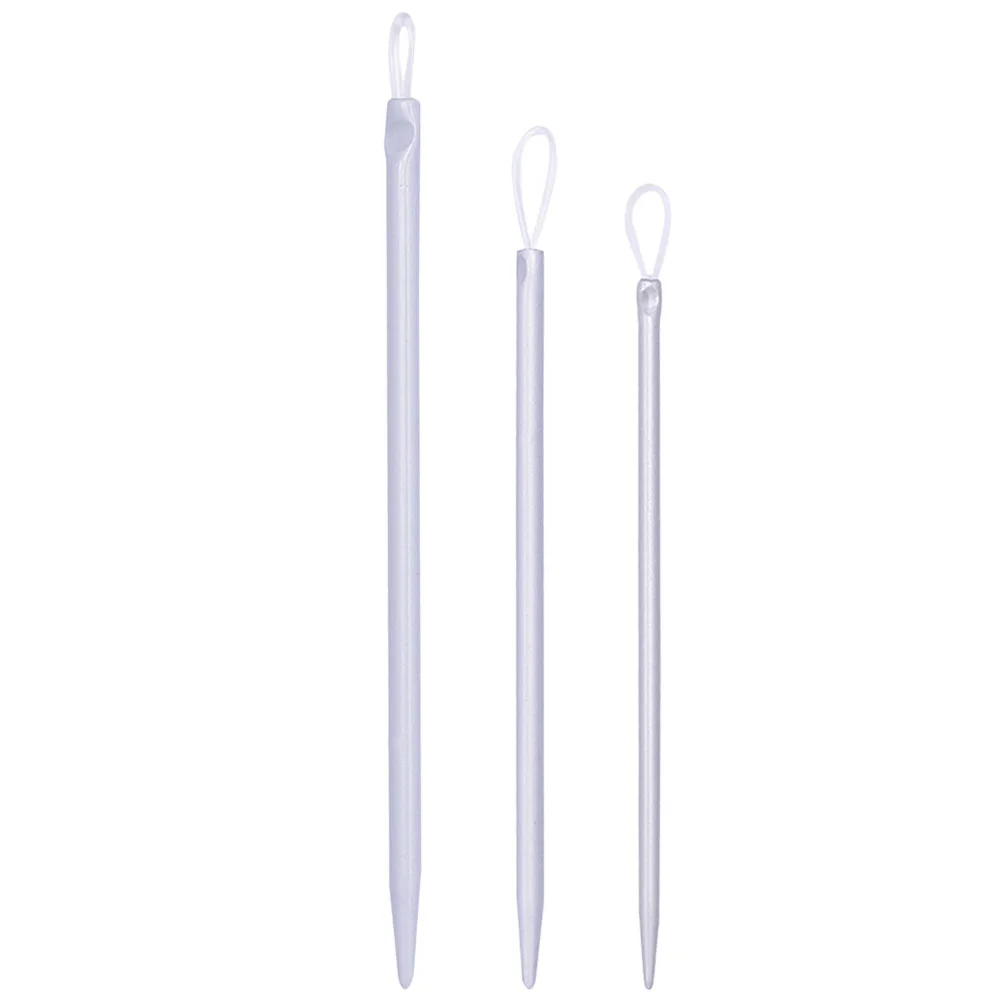 3 Pcs Yarn Threader Knitting Tool Plastic Wool Needle with Loop Needles for Home Threading