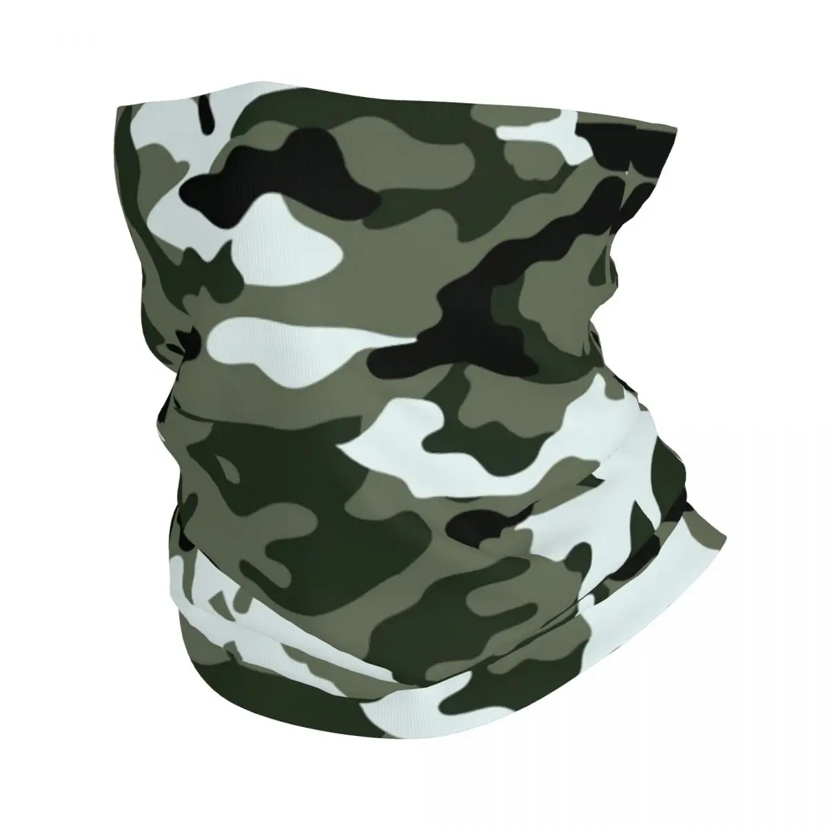 Custom Green Morden Camouflage Style Camo Bandana Neck Warmer Women Men Winter Ski Tube Scarf Gaiter Face Cover